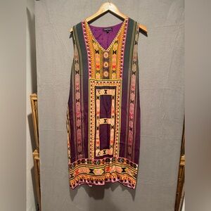Tanvi Kedia Boho Purple Embroidered Midi Dress with Geometric Trim